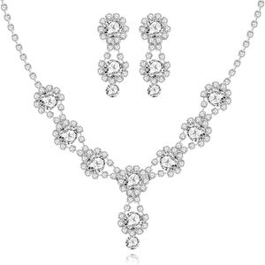 #19 Radiant Silver Floral Necklace and Earring Set